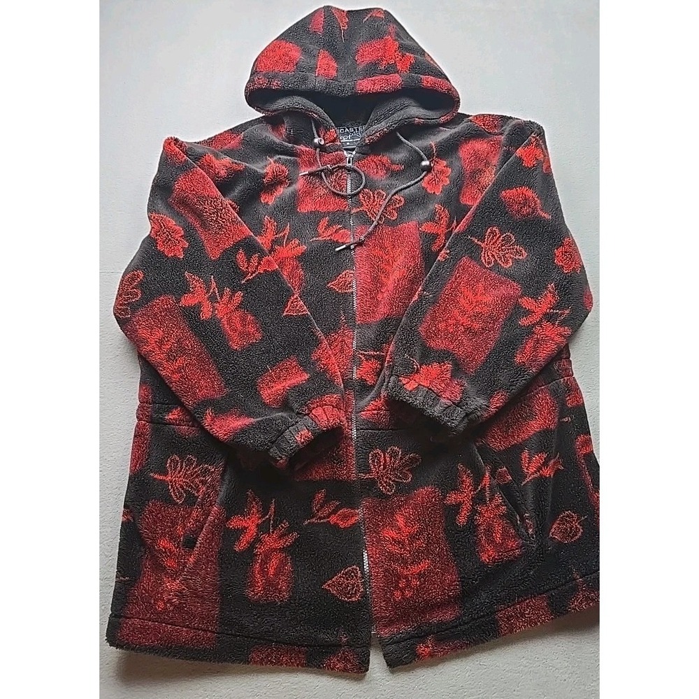 Forecaster Floral Fleece Jacket Hooded Small Full Zip Warmβ Cozy Vintage Women's